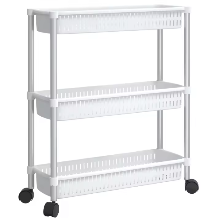 vidaXL Carrito de almacenaje de 3 alturas aluminio plateado y blanco - 1