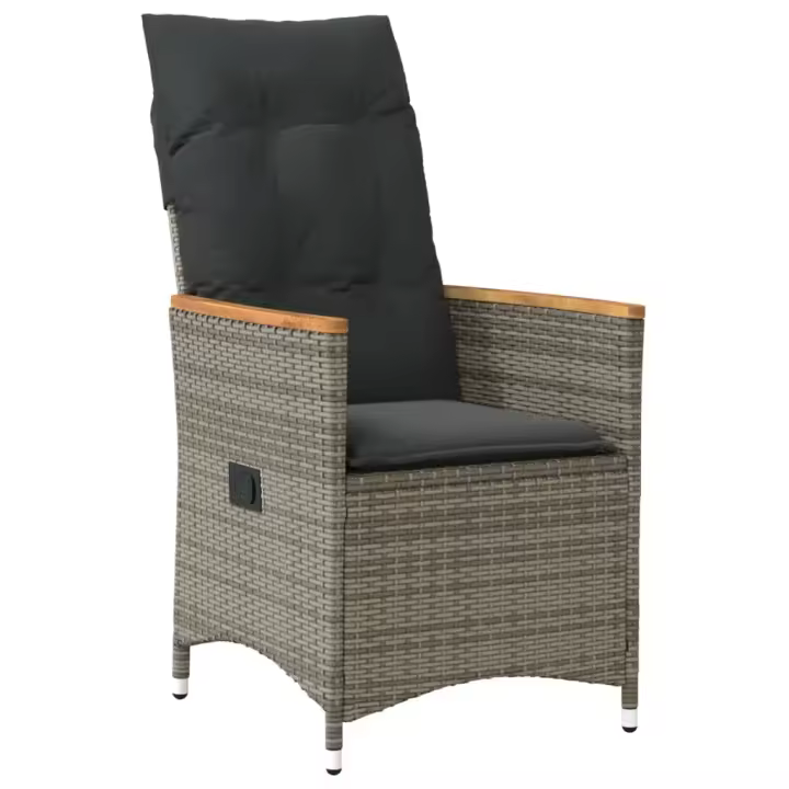 Sillón reclinable de Jardín con almohadas sintético Gris - 1
