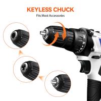 Kit de taladro mini sin cuerda, herramienta de destornillador eléctrico de 12v + luz de trabajo led, par alto 45n.m, Chuck sin llave de 3 / 8 pulgadas, 18 + 1 - details 6