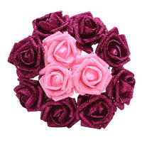 10/20Pcs Flores De Rosa Artificiales Plateadas Y Doradas Con Brillo Rosa Roja Y Rosa Para DIY Scrapbooking Decoración De Caja De Regalo - details 7