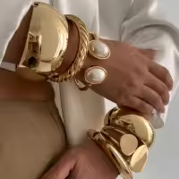 Pulsera De Metal Punk Exagerada Para Mujer Y Hombre Ingemark Estilo Heavy Metal Cuff Bracelet Color Oro Vintage Joyería Hip Hop - details 1