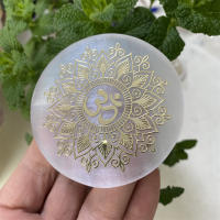 Placa De Carga Para Meditación Y Yoga Piedra De Gypsum Selenita Blanca Con Flor De Vida Para Los 7 Chakras Piedra De Hecho Natural Fengshui - details 2