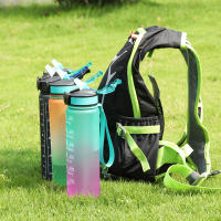 Botella Deportiva De 1000ml Con Tapa Y Marca De Tiempo Para Exteriores Camping Copo De Bebida Portátil Antigrado Y Reutilizable Para Estudiantes - details 4