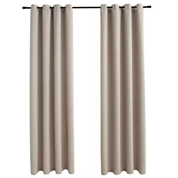 vidaXL 2x Cortinas Opacas con Anillas Metal 140x175cm Decoración Hogar Color Beige,  Negro,  Gris y mas - 1