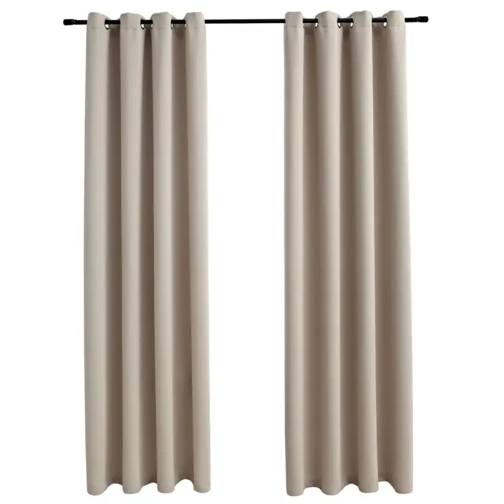 vidaXL 2x Cortinas Opacas con Anillas Metal 140x175cm Decoración Hogar Color Beige,  Negro,  Gris y mas - 1