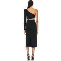 Vestido Bandage De Mujer De Largo Con Manga One Shoulder Decoración Floral Sexy Para Fiesta Y Noche Corte Midi Con Hueco - details 3