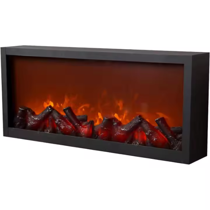Luz de Llama Decorativa para Chimenea Eléctrica Empotrada Incorporada, con Juego de Leños Efecto Decorativo Negro - 1