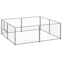 vidaXL Perrera Acero 4 m² Jaula Perros Recinto Cachorro Mascotas Caseta Color Plateado,  Negro, y mas - details 1