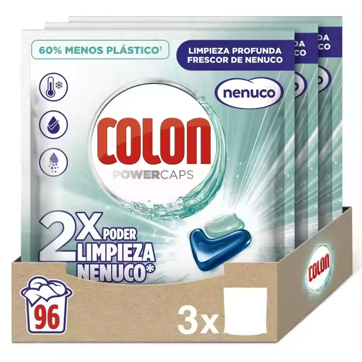 Colon Nenuco Detergente para la Lavadora - 96 Cápsulas, Apto Ropa Blanca y Color, Poder Antimanchas, Aroma Fresco - 1
