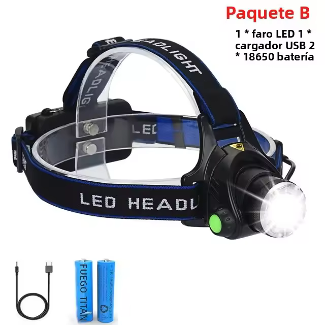 Linterna Frontal Recargable USB 18650 Con Sensor De Movimiento LED Impermeable Para Pesca Y Camping Luz De Mano Portátil - 1