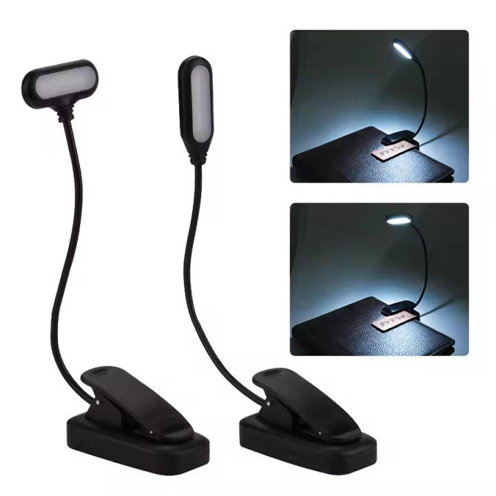 HY Lámpara LED Mini Para Libros Potenciada Por Batería Tableta Flexible Lectura Portátil Para Dormitorio Luz Nocturna Clip-On - 1