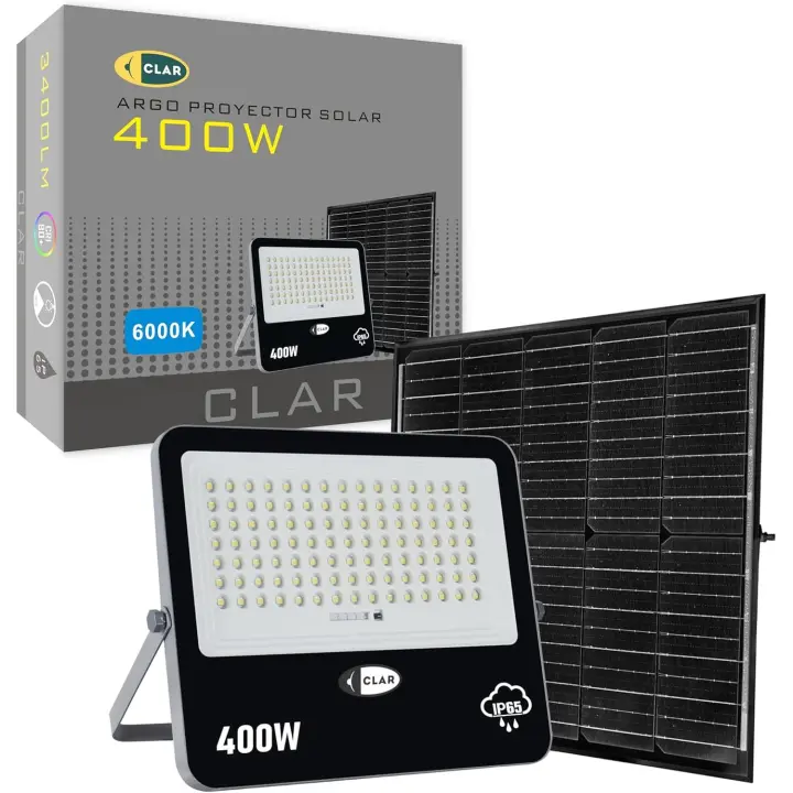 CLAR - Focos Led Exterior Solares, Luz Solar, Focos Solares Para Exterior, Foco Led Exterior Solar, Focos Solares Exterior, Luz Solar Exterior Potente, Lampara Solar Exterior Jardin, 400W (Pack 1) - 1