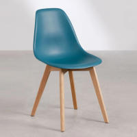 ORION91 Silla ARA Color Azul Turquesa Intenso y Patas Haya 46x55x83 cm Comedor Oficina Salón Teletrabajo Cocina – SpazioLuzio - details 0