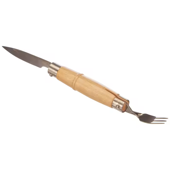 1 NAVAJA CON TENEDOR, LA HOJA ES DE ACERO INOXIDABLE DE 7CM - 1