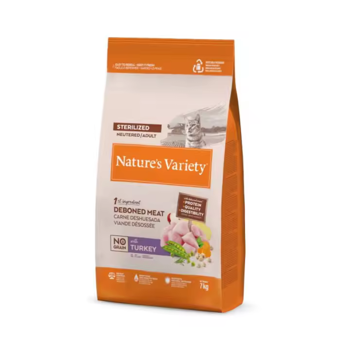 Alimento Natural Gatos Esterilizados Nature's Variety con Pavo 7Kg - 1