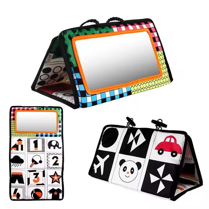 Espejo PARA LA Boca Abajo, Juguetes para Bebés, Espejo de actividad de alto contraste, Juguetes para bebés en Blanco y Negro, juguetes sensoriales para bebés - 1