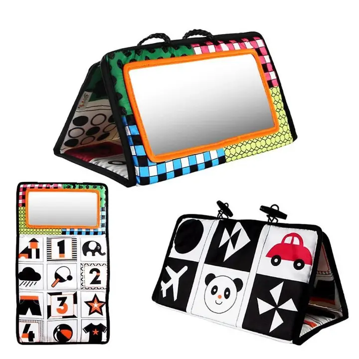 Espejo PARA LA Boca Abajo, Juguetes para Bebés, Espejo de actividad de alto contraste, Juguetes para bebés en Blanco y Negro, juguetes sensoriales para bebés - 1