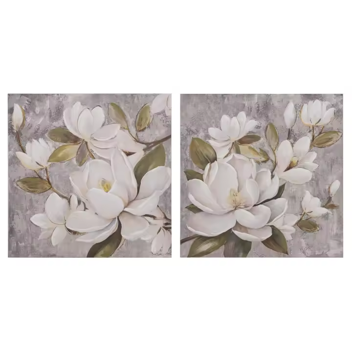 Set 2 Lienzos Flores 40% Pintado A Mano 60x3x60 Cm - 1