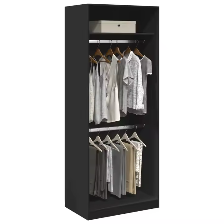 vidaXL Armario de madera de ingeniería negro 80x50x200 cm - 1