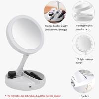 Espejo De Maquillaje Plegable Con Luz LED 10X Magnificación Doble Cara Recargable Por USB O Batería Para El Hogar - details 3