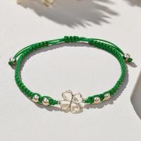 1pc Boho Tribal Style Handmade Knotted Bracelet with Lucky Clover Charm, Adjustable Green Rope, for St. Patrick'S Day Festival Gift, All-Season Friendship and Good Luck Wishes - details 3