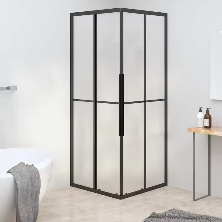 vidaXL Cabina de ducha ESG esmerilado negro 70x70x180 cm - 1