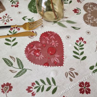 Mantel PVC, Mantel de hule, Mantel impermeable, Ideal para el hogar, Cocina, Comedor, Fácil de limpiar, Estilo rustico, Corazones, Hojas, Rojo, Verde, Azul - details 2