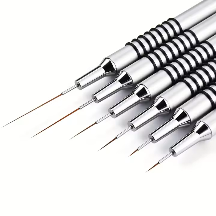Set De 6 Pinceles Para Arte De Uñas Liner Diseño De Uñas Líneas Delgadas Y Puntos Dibujo De Uñas Para Polvo De Uñas UV Y Gel - 1