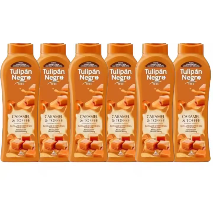 Gel de Baño Tulipán Negro Caramel Cream Toffee PACK 6X650ML - Delicioso para una Experiencia de Baño Dulce y Agradable - 1