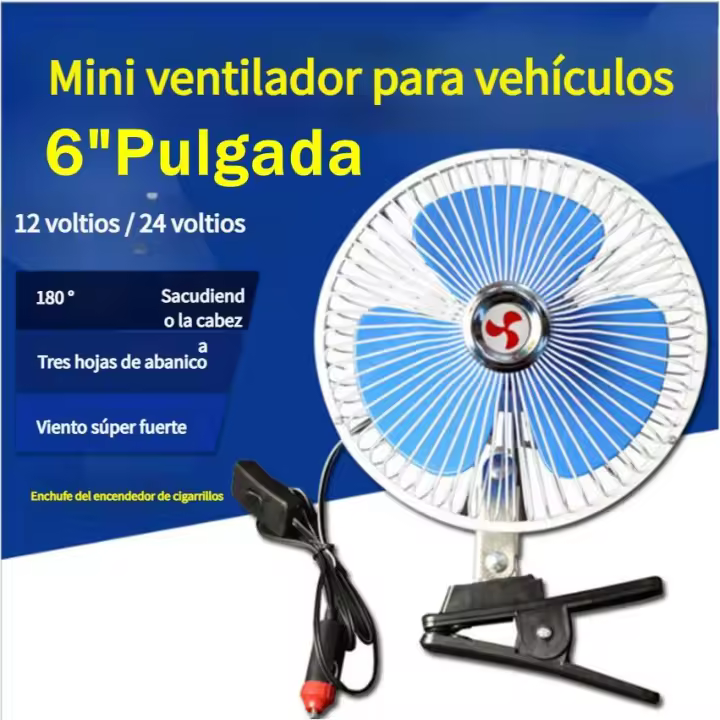 Ventilador eléctrico de verano para coche de 6" pulgadas con clip, ventilador pequeño totalmente cerrado - 1