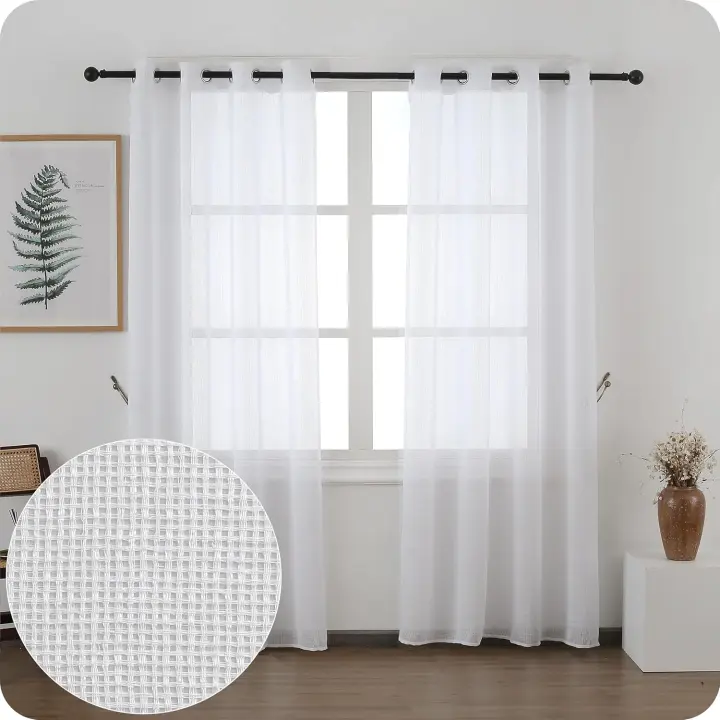 Shoppe house - Cortina Salón Dormiorio Translúcido Tejido de Rejilla - Visillo para Ventana Cocina Comedor de 140x260cm - 1