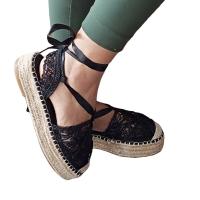 Alpargata Mujer - Beige con Suela de Esparto - Plataforma Plana - Primavera Verano 2024 - Cordones en Tobillo - details 4