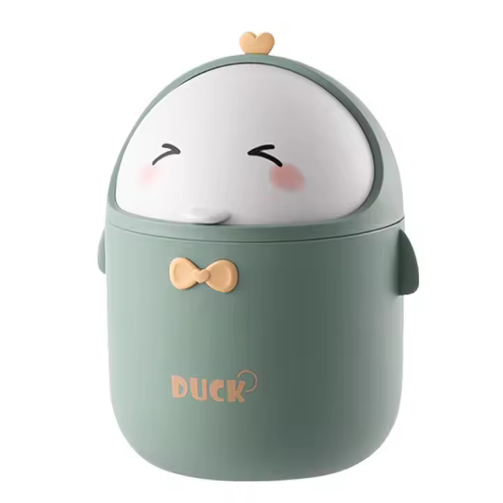 Mini pequeño con tapa, baño, oficina, para baño, cocina, oficina, cubo de basura, estilo rtoon lindo - 1