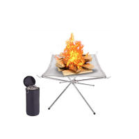 Pit De Fuego Portátil Para Exteriores Grill De Acero Inoxidable Plegable Con Malla Soporte Para Leña Plancha Collapsing Heat Multi-purpose - details 3