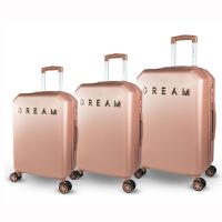 DreamTravel Juego de 3 Maletas con Letras Doradas y Diseño Poligonal (20"+24"+28") - Equipaje Rígido de Policarbonato Antiarañazos, 5 Colores Elegantes (Negro/Gris/Celeste/Rosa/Blanco) | 360° Ruedas Dobles Silenciosas + Cerradura TSA- Ideal para Viajes - details 1