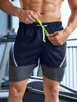 Shorts De Verano Para Hombre Transpirables Casual Con Cintura Elástica 2 En 1 Deporte Secado Rápido Running Doble Capa - details 8