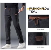 Pantalones De Corduroy Para Hombre Moda Otoño Invierno Tejido De Veludo Bo'ao Pantalones Rectos Negocios Cintura Media Talla Regular - details 5