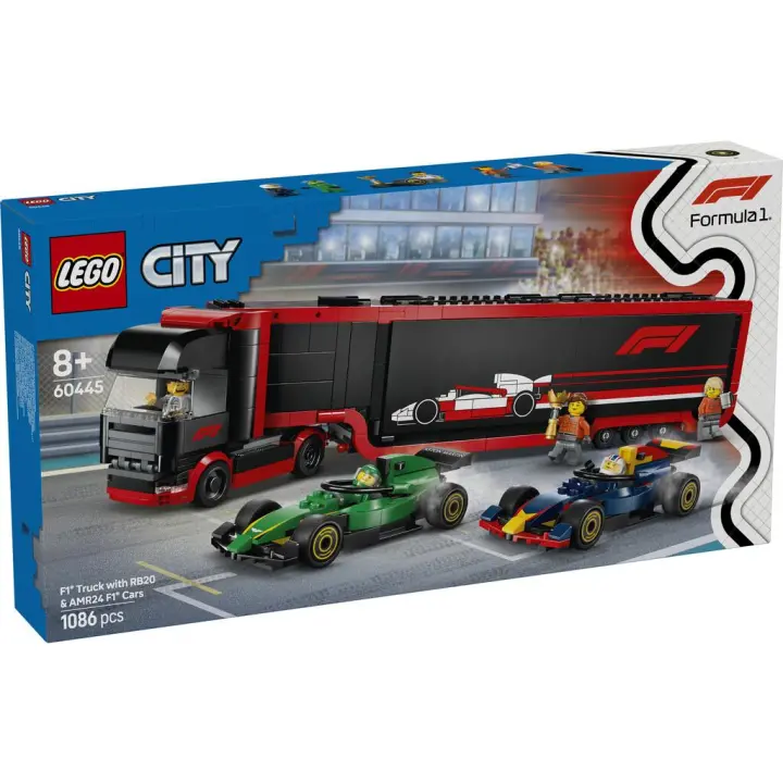 Lego City Formula 1 Camión de F1 con coches de F1 RB20 y AMR24 - 1