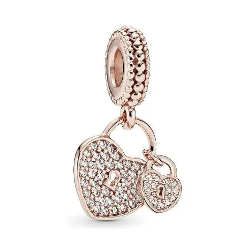 Pandora Pavé-Herzschlösser Charm-Anhänger MIT 14 Karat Rosévergoldete Metallegierung und Cubic Zirkonia Steinen Moments Collection, Viene con El embalaje de Caja de regalo original. - 1