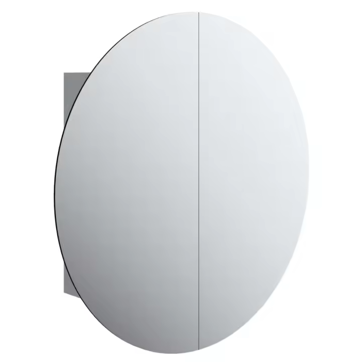 Armario de baño con Espejo Redondo y LED gris 54x54x17,5 cm - 1