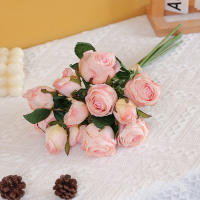 6pcs/Lot Rosa Simulada Estilo Americano Con Borde Focal Decoraciones De Flores Artificiales Para Sala De Estar Y Mesa De Comedor - details 5