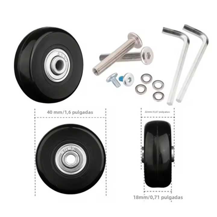 Ruedas De Equipaje Silenciosas Para Reparación Y Reemplazo De Maletas Partes De Suitcase Con Ejes De Diámetro 40/45/50/60/70/90mm Negro Material De Goma Y Metal - 1