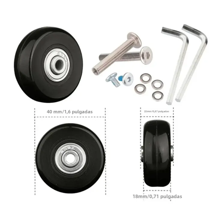 Ruedas De Equipaje Silenciosas Para Reparación Y Reemplazo De Maletas Partes De Suitcase Con Ejes De Diámetro 40/45/50/60/70/90mm Negro Material De Goma Y Metal - 1