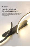 Lámpara De Pared Moderna En Forma De C LED Minimalista Para Decoración De Hogar Sala De Estar Dormitorio Pasillo Oficina Instalación En Pared Material Aluminio Negro - details 20