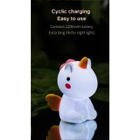 Lámpara Nocturna De Silicona Unicornio Para Niños Luz LED Recargable Por USB Decoración De Habitación Animal Cartoon Lámpara Táctil Para Regalos - details 12