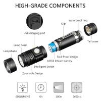 Linterna LED De Alta Potencia Zoomable Para Camping Impermeable 4 Modos De Iluminación Multi Función Cargador USB T6 Lámpara De Bolas De Aleación De Aluminio - details 0