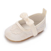 Zapatos De Princesa Para Bebé Niña En Lace Blanca Mocasines Con Lazo Y Borde Antideslizante De Goma Primera Calzado Para Caminar - details 24