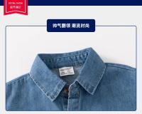 Camisa De Larga Manga Para Niños Estilo Académico Casual Moda Denim Primavera Otoño Unisex Material Algodón Y Poliéster - details 4