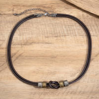 Cuello Alto De Cuero PU Con Cuentas De Metal Vintage Para Hombres Joyería De Moda 2023 Regalo Para Hombre Collar Encantador - details 11