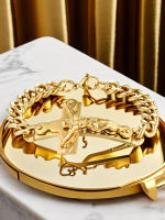 Pulsera De Cadena Cubana De Acero Inoxidable Con Encanto De Cruz Jesús Para Hombres Joyería Religiosa De Color Oro Pulsera Masculina Regalo - details 5